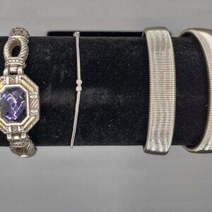 5 Womens Fashion Bracelets + 1 Anklet -Silvertone Marcasite Brighton & more